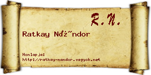 Ratkay Nándor névjegykártya